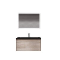 Мебель для ванной комнаты Sancos Marmi 2.0 100 черная раковина, дуб галифакс натуральный