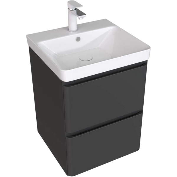 Тумба с раковиной Aquanet Эмбер 50 черная матовая