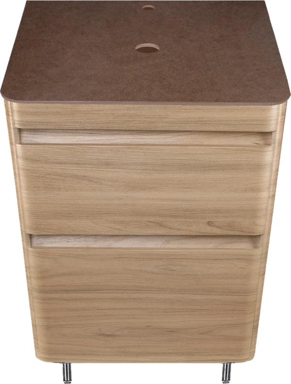 Тумба под раковину со столешницей Style Line Атлантика 60 Люкс Plus, напольная, ясень перламутр, столешница бежевая темная