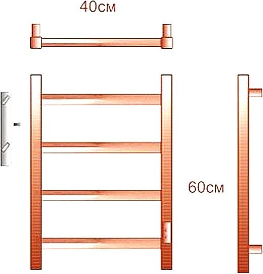 Полотенцесушитель электрический Bauedge Hotel Veer DB-0125 40x60, темно-серый металлик