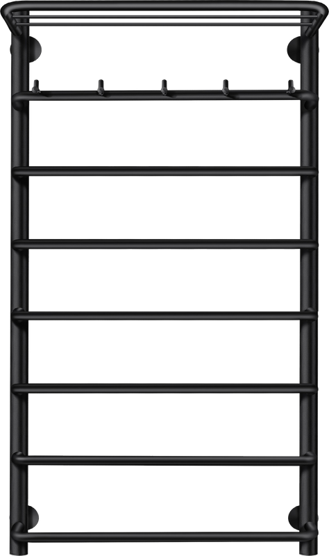 Полотенцесушитель водяной Secado Мерида 1 КСП 100x55 см, матовый черный, лесенка, с полкой