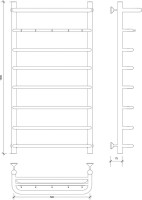 Полотенцесушитель водяной Secado Мерида 1 КСП 100x55 см, матовый черный, лесенка, с полкой