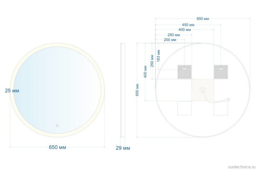 Зеркало круглое Abber Mond AG6202S-0.65 65 см, с подсветкой