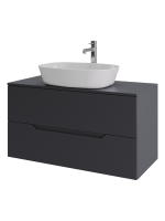 Тумба с раковиной Orange Line 100 подвесная, 2 ящика, матовый графит с раковиной B08-500W