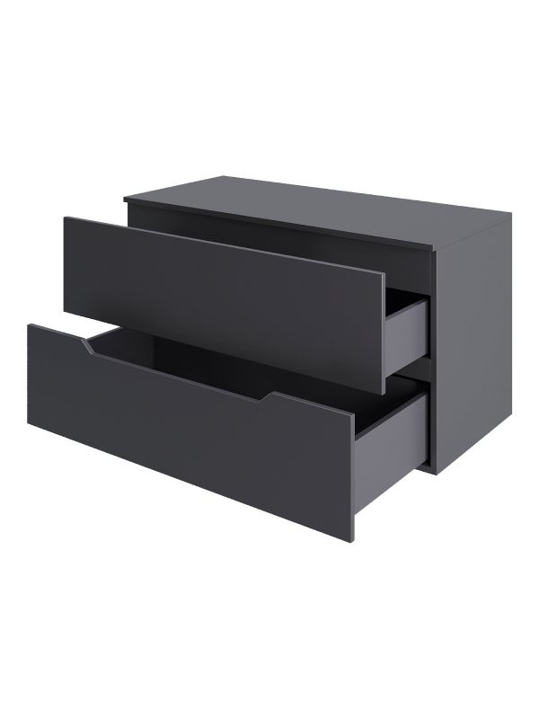 Тумба с раковиной Orange Line 100 подвесная, 2 ящика, матовый графит с раковиной B08-500W