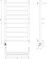 Полотенцесушитель электрический Secado Верона 2 100x50 см, подключение слева, матовый черный, лесенка, с полкой