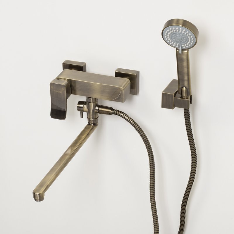 Смеситель с длинным изливом для ванны Wasserkraft Exter 1602L светлая бронза