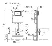 Система инсталляции для унитазов Ceramicanova Balance CN121002MB кнопка Square матовый черный