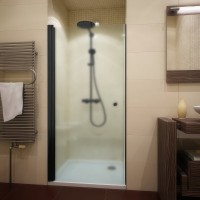 Душевая дверь в нишу Kubele DE020 DE020D601T-MAT-BLM- 75х200 75, профиль черный матовый, стекло матовое