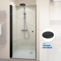 Душевая дверь в нишу Kubele DE020 DE020D601T-MAT-BLM- 75х200 75, профиль черный матовый, стекло матовое