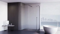 Душевой уголок Veconi Premium Trento PTC-SP-50GR 150х90 см, профиль брашированный графит, стекло прозрачное
