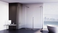 Душевой уголок Veconi Premium Trento PTC-SP-50GR 150х90 см, профиль брашированный графит, стекло прозрачное