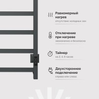 Полотенцесушитель электрический EWRIKA Пенелопа КВ7 80х50, с полкой, графит