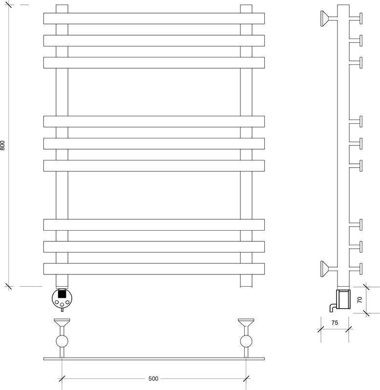 Полотенцесушитель электрический Secado Понтида Плюс, L 80x60 см, подключение слева, матовый черный, лесенка