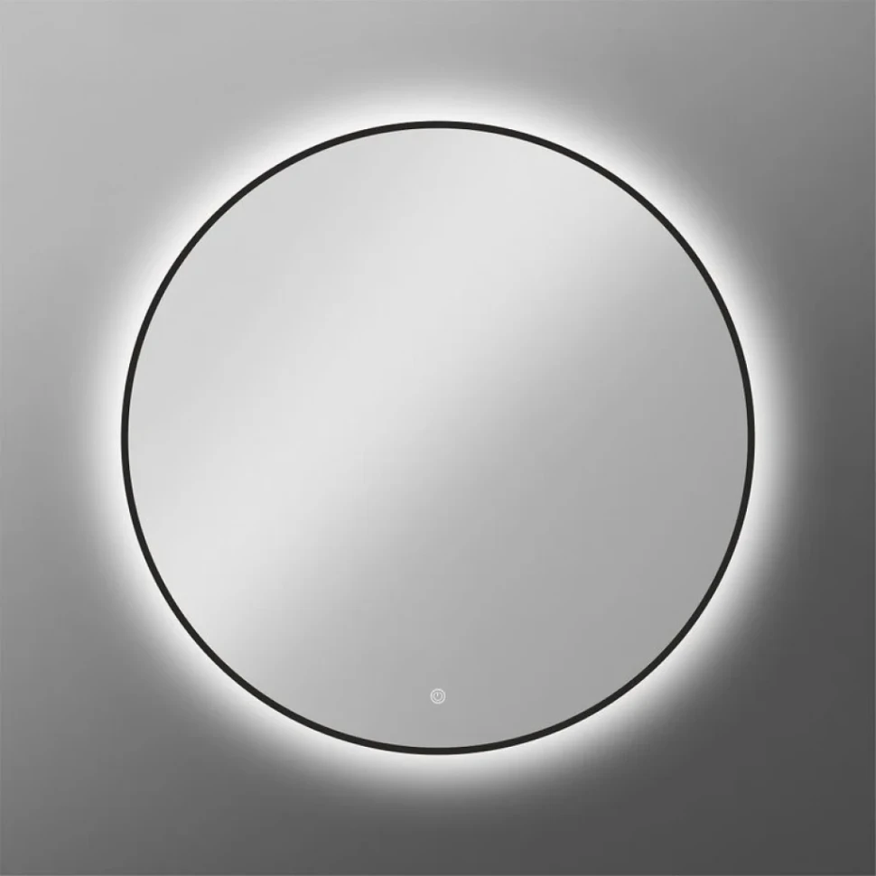 Зеркало круглое Art&Max Sanremo AM-San-800-DS-F-Nero 80х80, черное, с LED-подсветкой, 6000k
