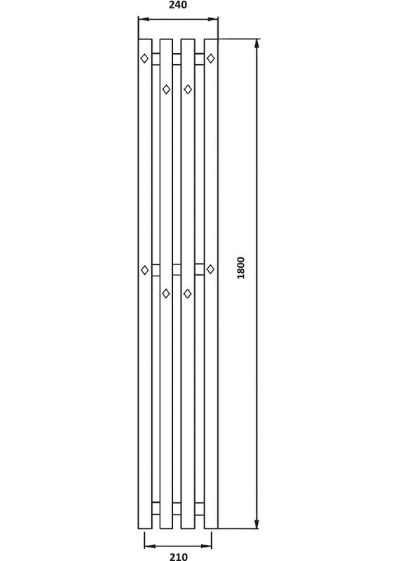Полотенцесушитель водяной Secado Сандриго 4К 1800/210 180x25 см, матовый черный, I-образный