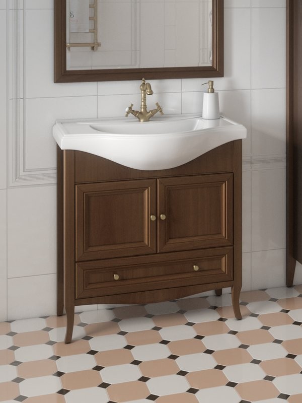 Тумба с раковиной Caprigo Лион 80 2 дверцы, 1 ящик, орех античный