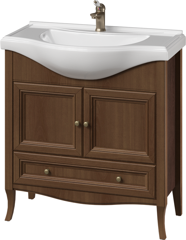 Тумба с раковиной Caprigo Лион 80 2 дверцы, 1 ящик, орех античный