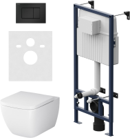 Комплект AM.PM Gem IS70238.901701 FlashClean с сиденьем микролифт, кнопка смыва черная матовая