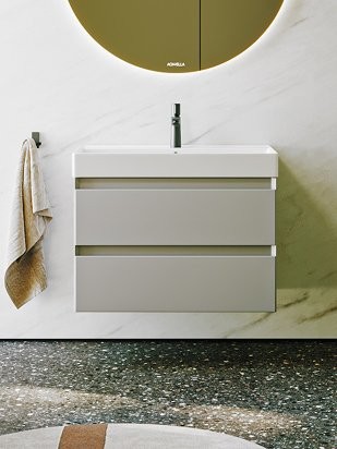 Тумба под раковину без столешницы Aqwella 5 stars Geometria 80 подвесная, 2 ящика, серый туман