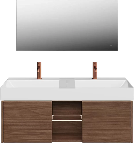 Мебель для ванной комнаты KERAMA MARAZZI Grande 120 с полкой, структурированный орех