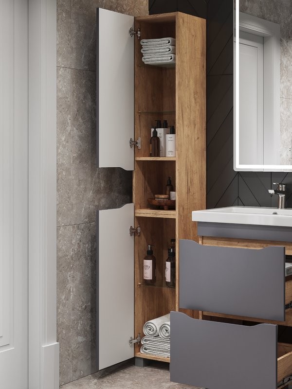 Шкаф-пенал для ванной Vigo Wave 300 дуб золотой