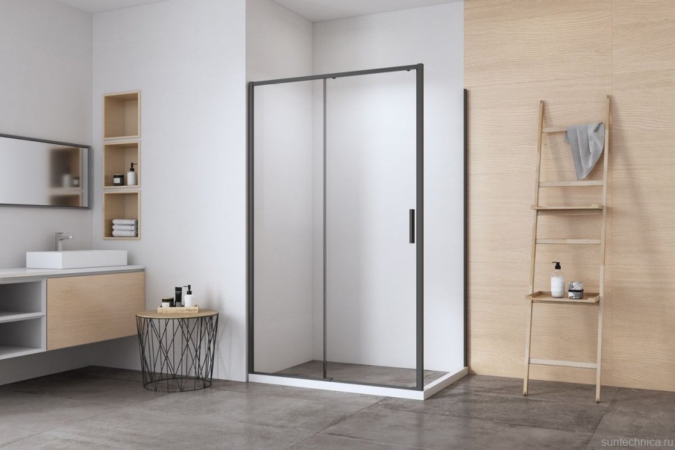 Душевой уголок Aquanet Pleasure Evo AE65-N120-BT 120х80, профиль матовый черный, стекло прозрачное