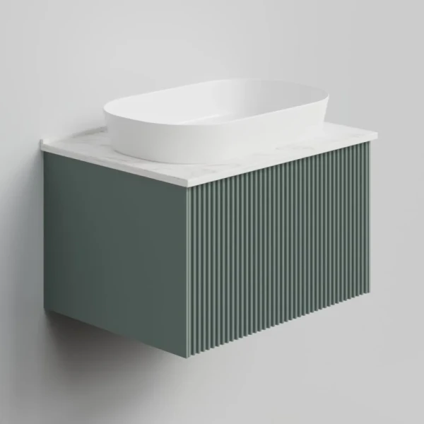 Тумба с раковиной La Fenice Terra 60 подвесная, grigio, столешница белый мрамор, раковина белая матовая