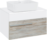 Тумба с раковиной Runo Вудлайн 65 подвесная, скандинавский дуб, раковина Lavello 50