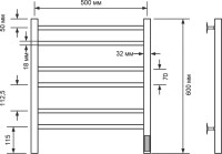 Полотенцесушитель электрический Comfysan Noumi EC-6 60x55 см, подключение справа, слева, хром, лесенка, из стали