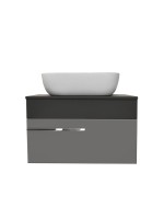 Тумба с раковиной Runo Вудлайн 65 темно-серая, серая, раковина Cuatro 50