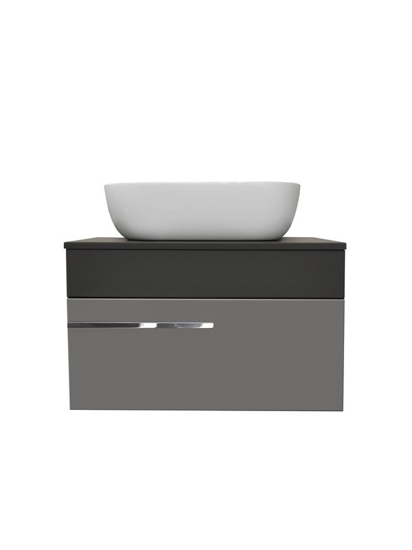 Тумба с раковиной Runo Вудлайн 65 темно-серая, серая, раковина Cuatro 50