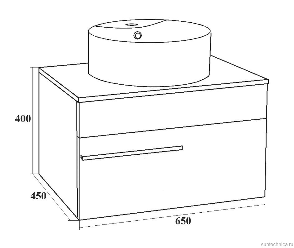 Тумба с раковиной Runo Вудлайн 65 темно-серая, серая, раковина Cuatro 50