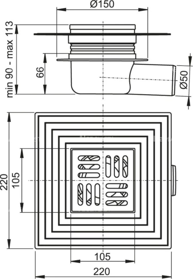 Душевой трап AlcaPlast APV 26C