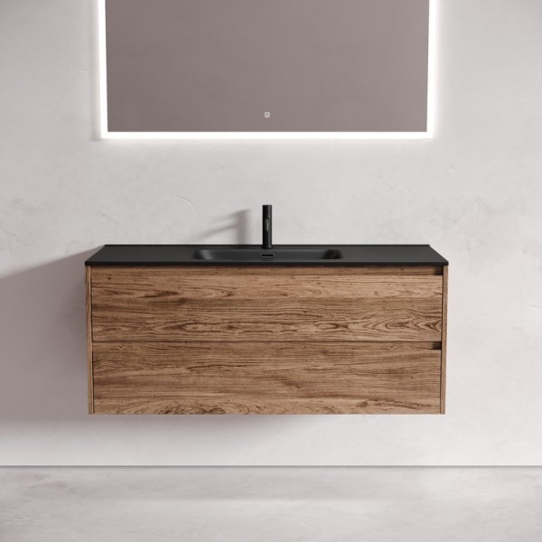 Тумба с раковиной Sancos Libra 120 см дуб чарльстон, черная раковина