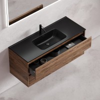 Тумба с раковиной Sancos Libra 120 см дуб чарльстон, черная раковина
