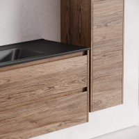Тумба с раковиной Sancos Libra 120 см дуб чарльстон, черная раковина