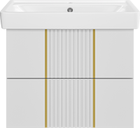 Тумба с раковиной Brevita Vega 70 подвесная, белая, золото