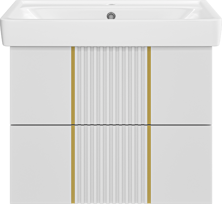 Тумба с раковиной Brevita Vega 70 подвесная, белая, золото