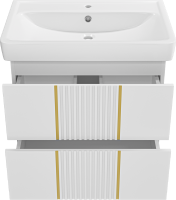 Тумба с раковиной Brevita Vega 70 подвесная, белая, золото