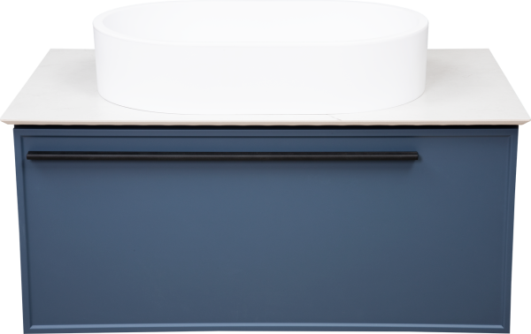 Тумба с раковиной La Fenice Elba 80, синяя, белая столешница, матовая раковина