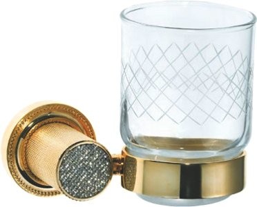 Набор Дозатор Boheme Royal Cristal Gold подвесной + Стакан Gold подвесной + Полотенцедержатель Gold кольцо + Ершик Gold подвесной + Держатель Cold с крышкой