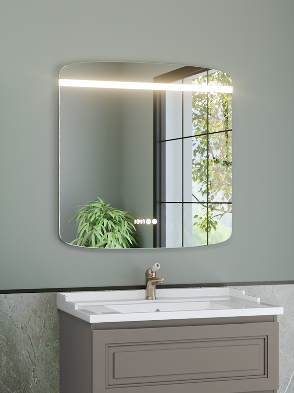 Зеркало Caprigo Софт 80 с подсветкой, подогревом, часами, сенсорный выключатель