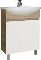 Тумба под раковину Grossman Поло 60 дуб сонома светлый, белый глянцевый