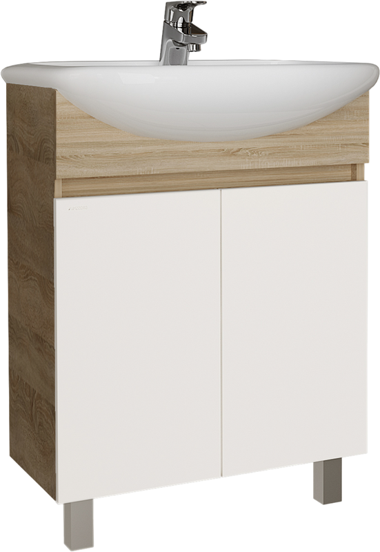 Тумба под раковину Grossman Поло 60 дуб сонома светлый, белый глянцевый