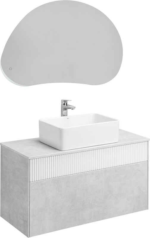 Мебель для ванной комнаты AQUATON Марбл 100 слэйт, белая матовая, раковина 32700B000