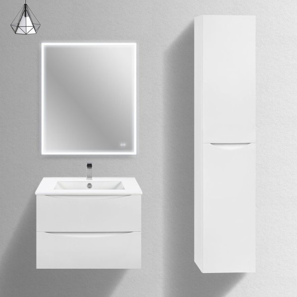 Мебель для ванной комнаты Vincea Mia Slim 70, 2 ящика, белая глянцевая