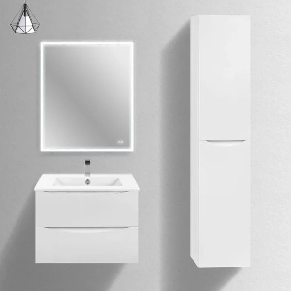 Мебель для ванной комнаты Vincea Mia Slim 70, 2 ящика, белая глянцевая