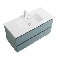 Тумба с раковиной BelBagno Kraft 100 подвесная, матовая голубая, раковина bb1000etl