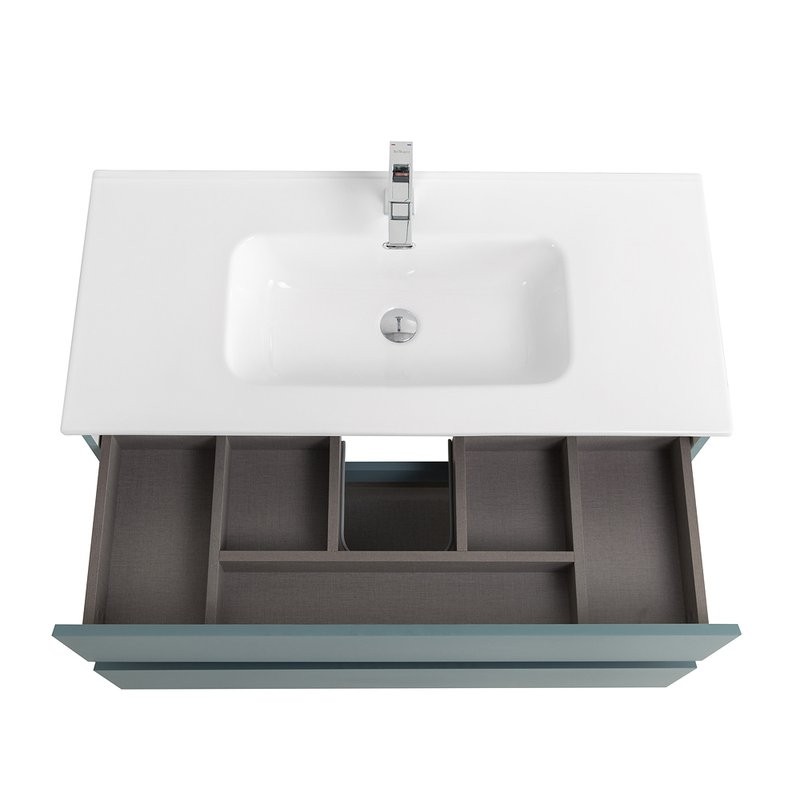 Тумба с раковиной BelBagno Kraft 100 подвесная, матовая голубая, раковина bb1000etl